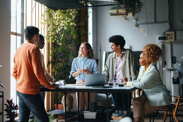 A Group Of Multiethnic Businesspeople Working In The Office