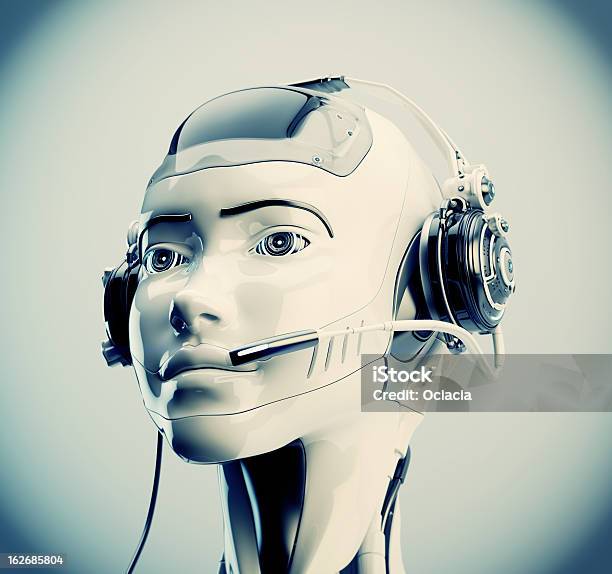 Милый Роботизированная Оператор — стоковые фотографии и другие картинки Робот - Робот, Женщины, Только одна женщина