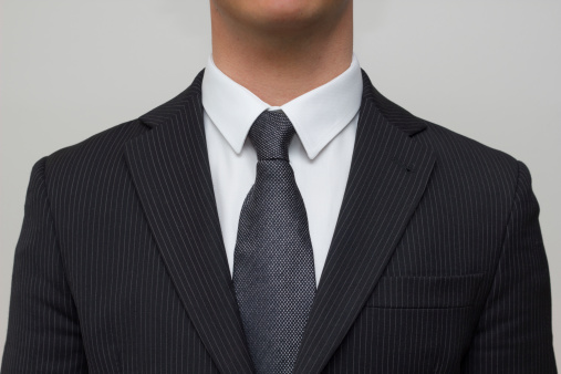 Dark Grey Tie With White Shirt And Black Pinstripe Suit Stock Photo -  Download Image Now - Istock