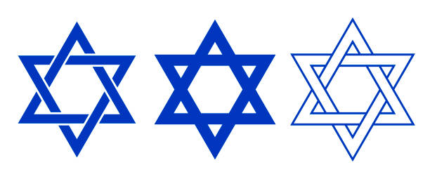 Star of David set Star of David set - symbol of Judaism flat icon for apps and websites star of david logo stock illustrations