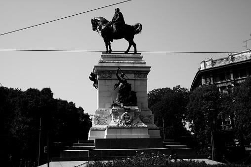 statues and historical monuments in the center of milan