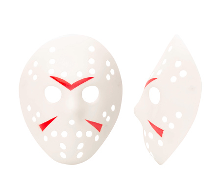 Set of Bloody hockey mask isolated on white background with clipping path.