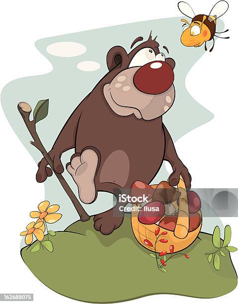 Ilustración de Bear Y Abeja y más Vectores Libres de Derechos de Animal - Animal, Animales salvajes, Avispa