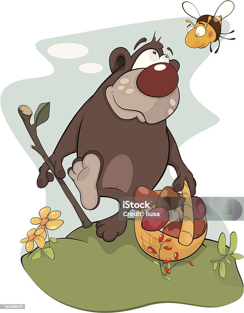 Bear e bee - Vetor de Animal royalty-free