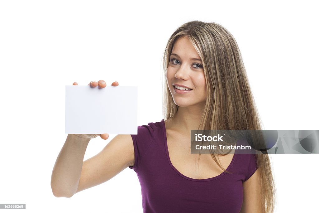 Hübsche Frau zeigt leere Schild - Lizenzfrei Attraktive Frau Stock-Foto