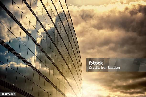 Cloudy Sky Reflecting In A Glass Building Stock Photo - Download Image Now - Paris - France, Thunderstorm, Architecture