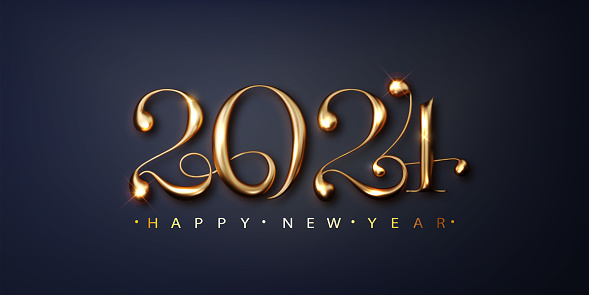 2024 Happy new year banner. Golden luxury Festive Numbers design, greeting card, banner, poster. Vector Illustration.