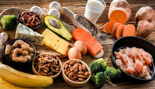 istock Composition with food products rich in biotin 1626922416