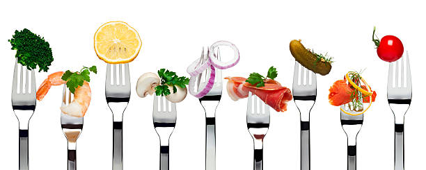 istock Different kinds of cold appetizers on nine forks 162692797