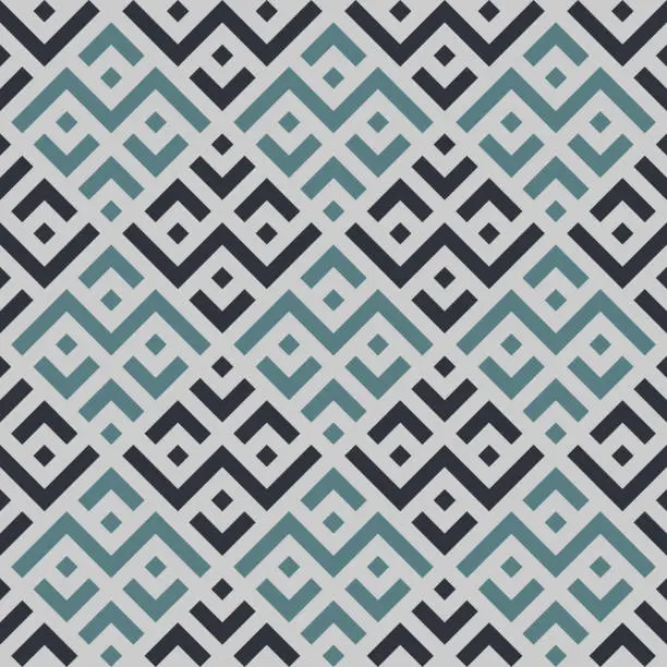 Vector illustration of Seamless Gray Teal Black Square Pattern