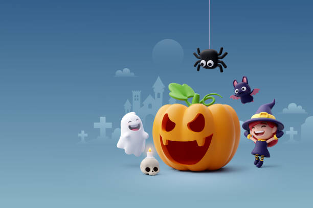 istock 3d Vector of little adorable witch surprise with zero percent pay by installments on Halloween, Happy Halloween special offer concept. 1626961927