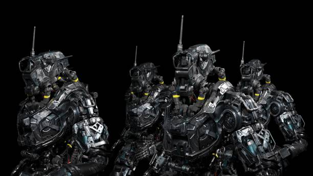 istock robot squad, cyborgs, synchronous movement, running motion, background for music, 3d render 1626965017