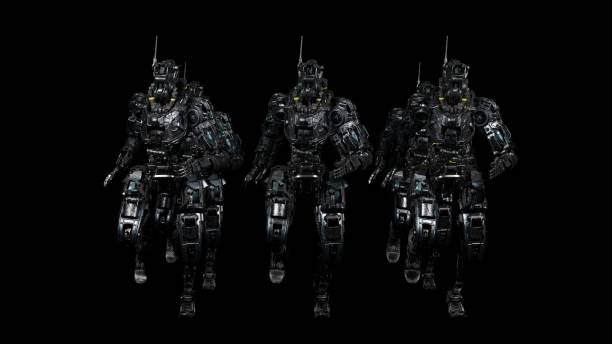 istock robot squad, cyborgs, synchronous movement, running motion, background for music, 3d render 1626965187