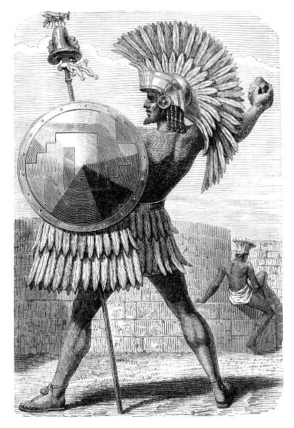 Aztec warrior with spearOriginal edition from my own archivesSource : Correo de Ultramar 1859