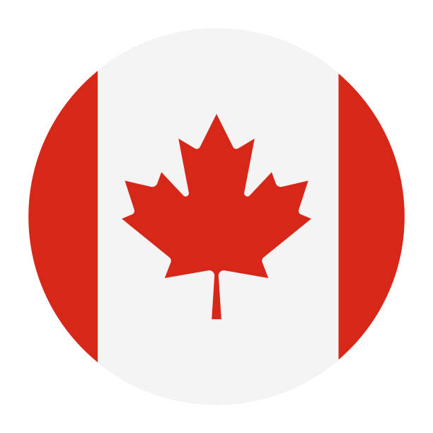 okrągła odznaka flagi narodowej kanady - canadian flag stock illustrations