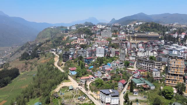 The aerial view of Sapa in Northern Vietnam