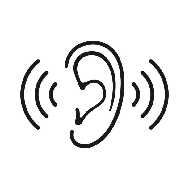 ilustraciones, imágenes clip art, dibujos animados e iconos de stock de icono de escucha - listening people human ear speaker