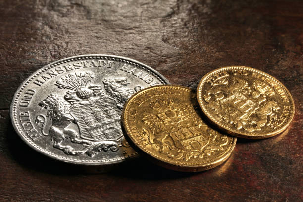 istock Hamburg silver and gold coins (German Empire Mark) 1626973274