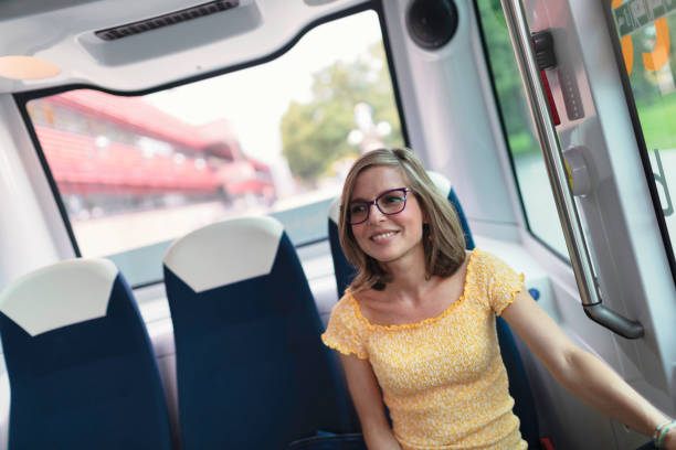istock Woman travelling on an automated bus 1626977662