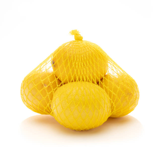 istock Mesh of lemons isolated on  white background 1626991264