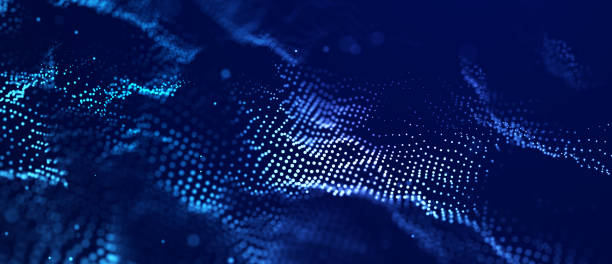 istock Abstract blue background of points. Wave of particles. Falling cyber particles. Big data stream. 3d rendering 1627011351