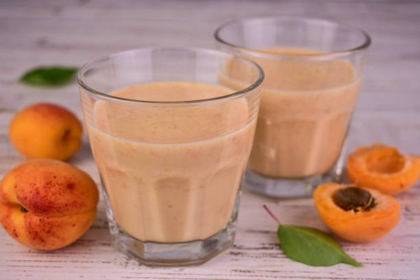 istock Apricot smoothie based on yogurt.Close-up. 1627015766