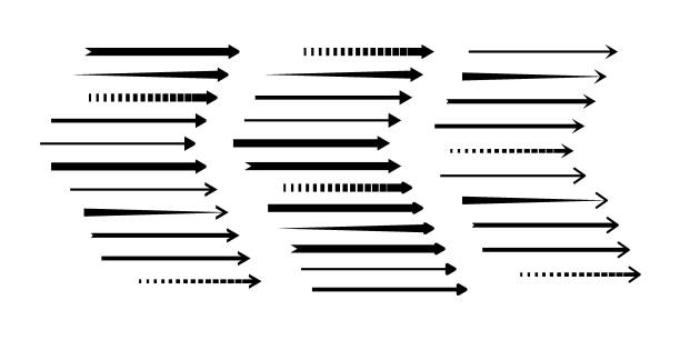 ilustraciones, imágenes clip art, dibujos animados e iconos de stock de flecha vectorial aislada - largo longitud