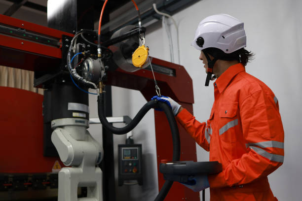 istock Mechatronic engineer do onsite service Industrial robot 1627054003