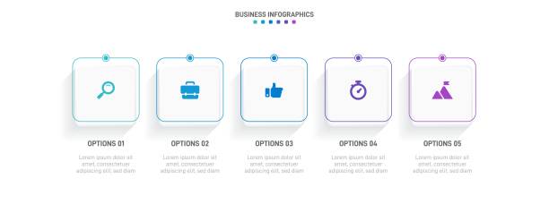 Timeline infographic with infochart. Modern presentation template with 5 spets for business process. Website template on white background for concept modern design. Horizontal layout. Timeline infographic with infochart. Modern presentation template with 5 spets for business process. Website template on white background for concept modern design. Horizontal layout horizontal bar chart infographic stock illustrations