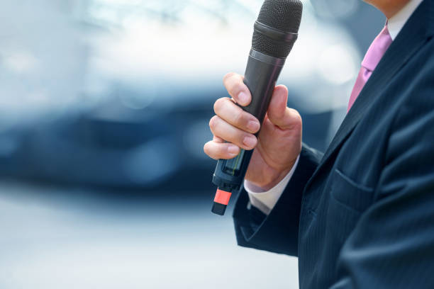 istock Businessman is speaking at a public meeting 1627068706