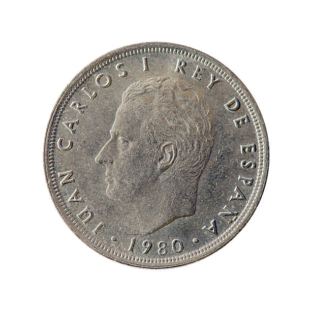 istock Coin macro isolated on white: 5 Spanish Pesetas 162709679