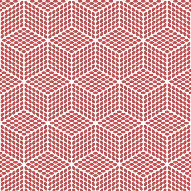 Vector illustration of Cube pattern featuring sides adorned with red dots.