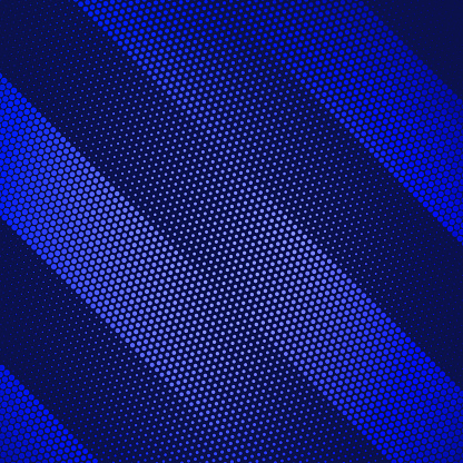A meticulously crafted design featuring diagonal patterns of circular dots, where each dot transitions seamlessly through varying size. As the patterns progress, the intensity of the blue subtly diminishes, creating a visually appealing gradient and giving the design depth and dynamism.