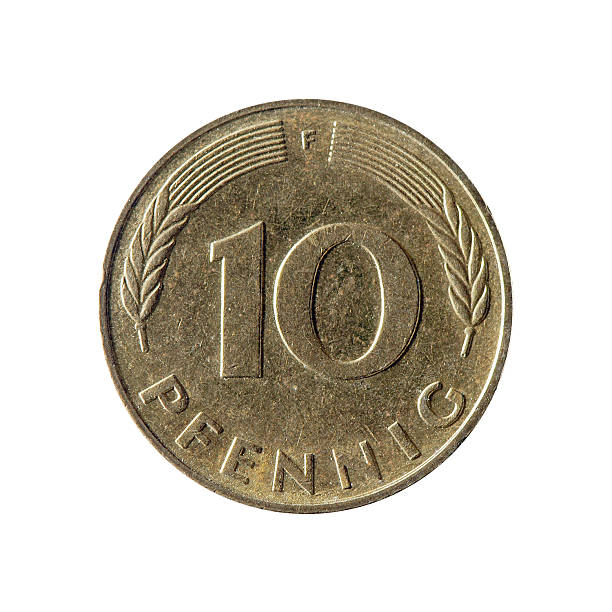 istock Coin macro isolated on white: 10 German Pfennig 162709858