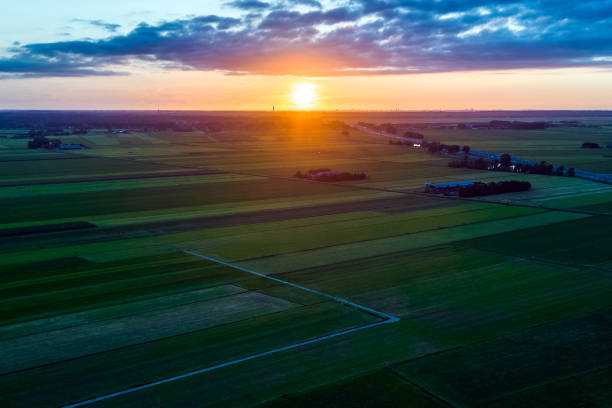 istock Aerial drone view of typical Dutch fields and polders 1627100853