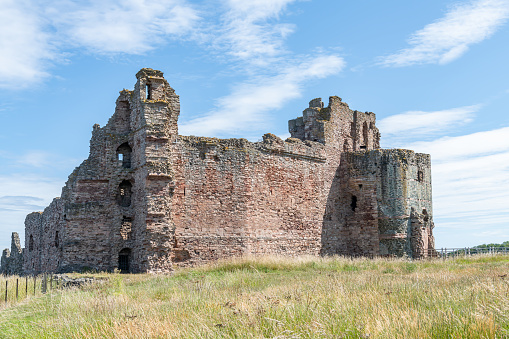 The remains of the north and west walls of Tantallon Castle, North Berwick, East Lothian, Scotland