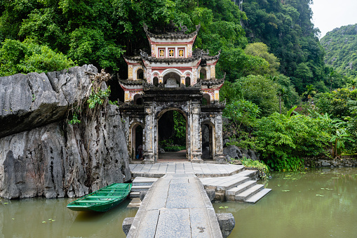 ninh binh, vietnam. 10th june, 2023: entrance to bich dong pagoda in ninh binh, vietnam