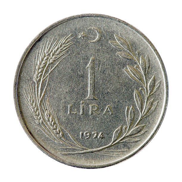 istock Coin macro isolated on white: 1 Turkish Lira 162713104