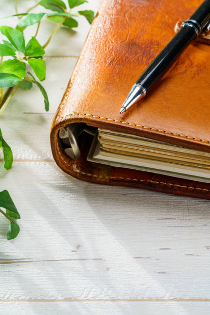 istock Ring bound planner and pen on wooden table 1627136115