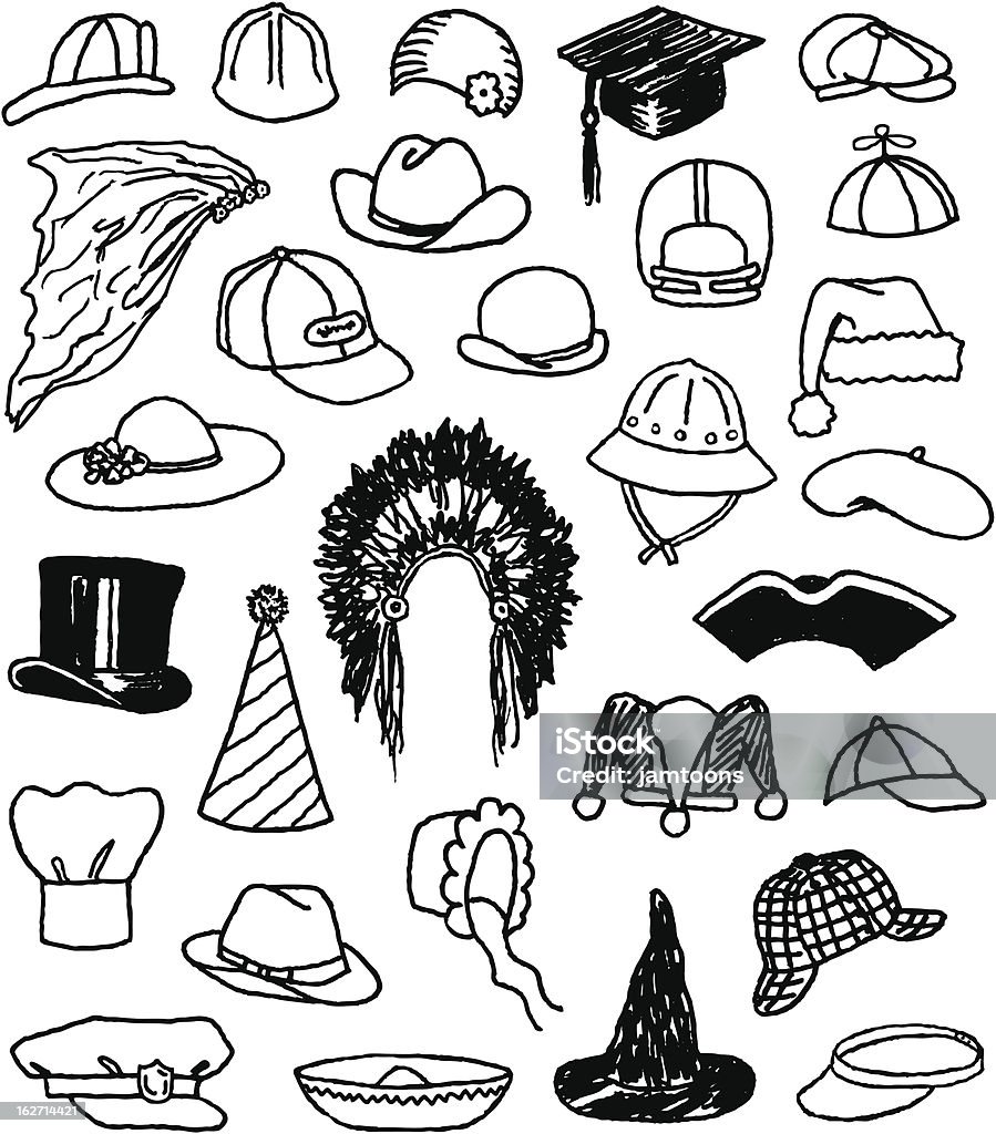Sombrero y garabatos - arte vectorial de Sombrero libre de derechos