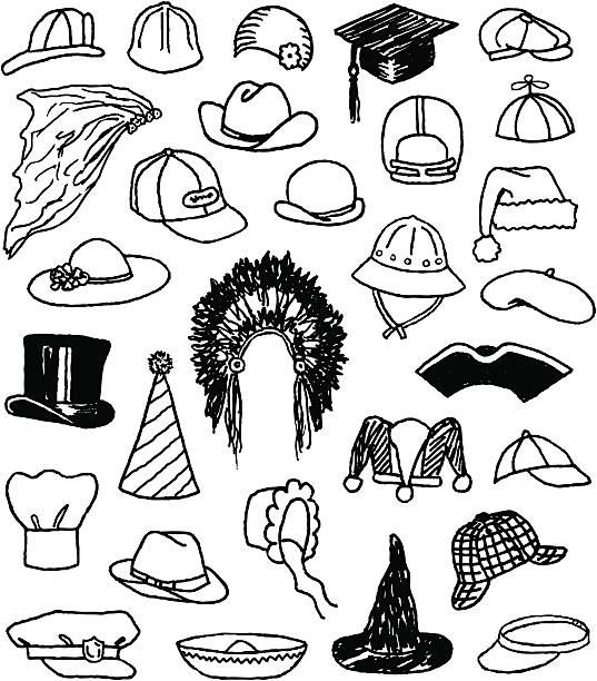 모자 doodles - baseball cap illustrations stock illustrations