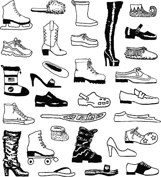 illustrations, cliparts, dessins animés et icônes de chaussure et crayonnages - stiletto pump shoe shoe high heels