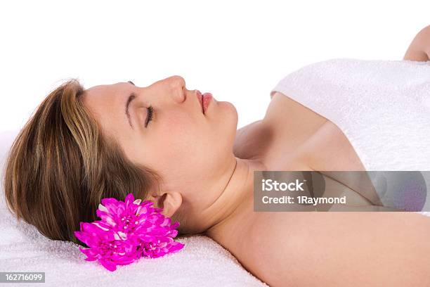 Woman At Day Spa Aroma Therapy Massage Table Stock Photo - Download Image Now - 20-24 Years, 20-29 Years, Adult