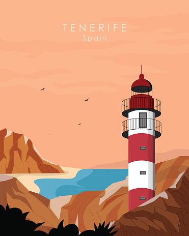 Travel poster Tenerife, Spain. Island view