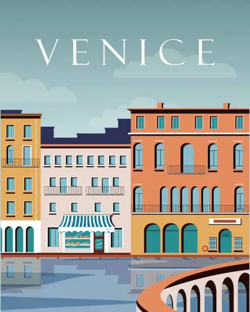 Vector illustration of Venice poster travel