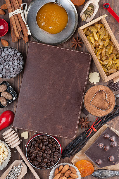 recetas sweet vacaciones - chocolate book brown book cover fotografías e imágenes de stock