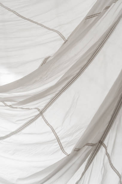 istock Segment of folded white parachute fabric closeup. 1627186451