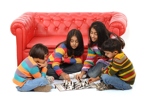 indian children playing together at home