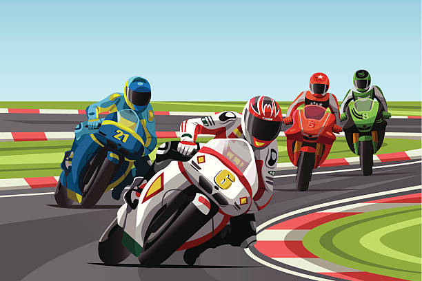 ilustrações, clipart, desenhos animados e ícones de corrida de motocicleta - corrida de motos