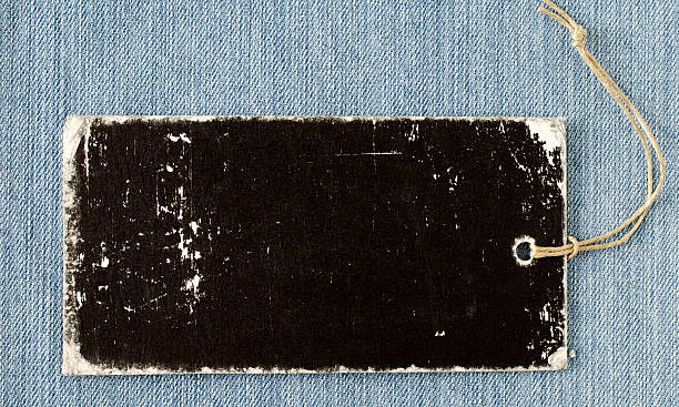 rótulo com texto em branco - jeans ticket rectangle labeling imagens e fotografias de stock